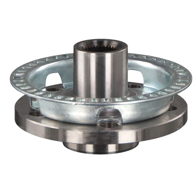 Image of 8N0407613C wheel Hub FEBI BILSTEIN 29915 5 100mm without bearing, with ABS sensor ring Front Axle VOLKSWAGEN: Golf 4, 4 Variant