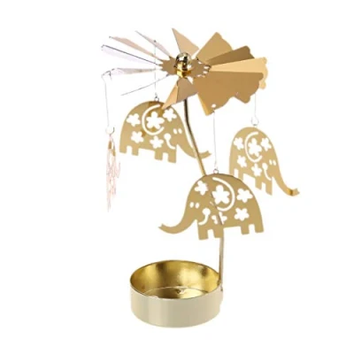 Image of luosh Metal Rotating Tea Light Candle Holder Spinning Carousel Tealight Stand for Home Festival Decoration