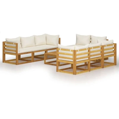Image of 9 Piece Garden Lounge Set with Cushions Solid Wood Acacia (uk/ie/fi/no only) Vidaxl