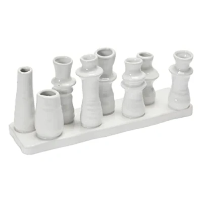 Image of Bloomingville Stoneware Multi 8 Sections Vase, 11&quot; L x 3&quot; W 5&quot; H, White