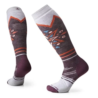 Image of Smartwool Women&#039;s Ski Mountain Snowflake Pattern Full Cushion Merino Wool Over The Calf Socks