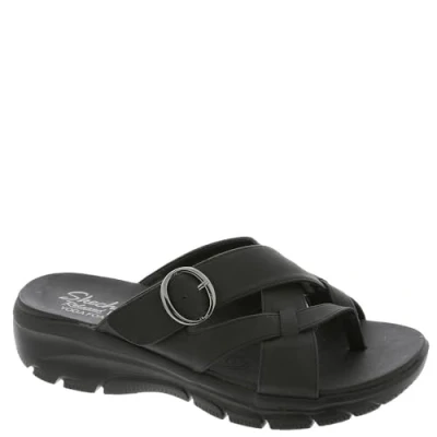 Image of Skechers Women&#039;s Easy Going Sundown Flip Flop, Black/Black, 7