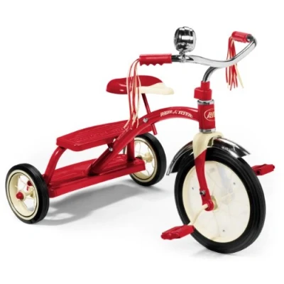 Image of Radio Flyer 433A Classic Red Dual Deck Tricycle, Outdoor Toddler Trike, Ages 2 5