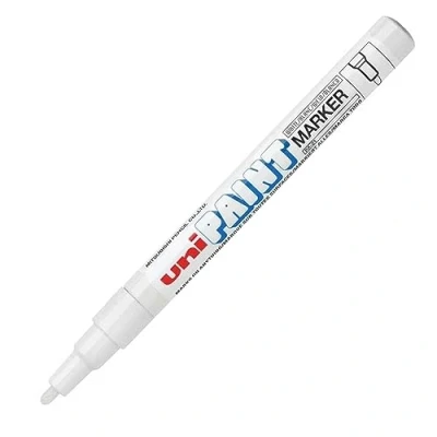 Image of Uni Coloured Fine (0.8 1.2mm) PX 21 White Oil Paint Marker Pen Metal Glass Wood Plastic Stone Outdoor Bullet Nib Tip (Pack Of 1)