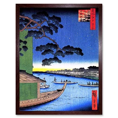 Image of Wee Blue Coo Utagawa Hiroshige Japanese Woodblock Series Art Print Framed Poster Wall Decor 12x16 inch