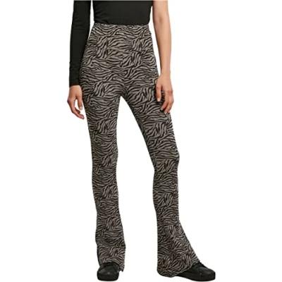 Image of Urban Classics HIGH Waist Zebra CUT Trousers, Women&#039;s, Size: Medium, Asphalt/black
