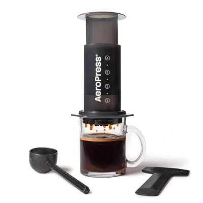 Image of AeroPress Coffee and Espresso Maker Quickly Makes Delicious Without Bitterness 1 to 3 Cups Per Pressing,Black