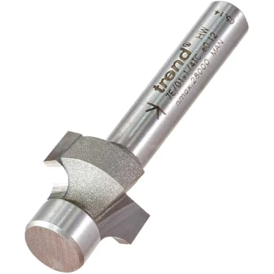 Image of Trend Professional Pin Guided Round Over Router Cutter, 3.2mm Radius, 1/4 Inch Shank, 15mm Cut Diameter &amp; 9.5mm Length, Tungsten Carbide Tipped, 7E/01X1/4TC
