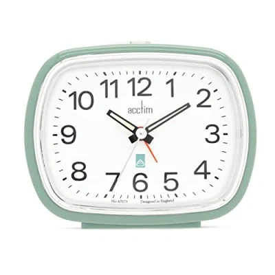 Image of Acctim Camille Analogue Alarm Clock Quartz Luminous Hands Chrome Bezel (Sage)