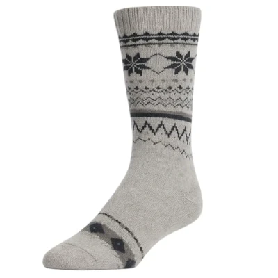 Image of True Face Mens Thermal Socks Extra Thick Warm Sherpa Fleece Griper Sock 4.7 Tog Holds Heats Grips Brushed Winter Light Grey N 491B UK 6 11