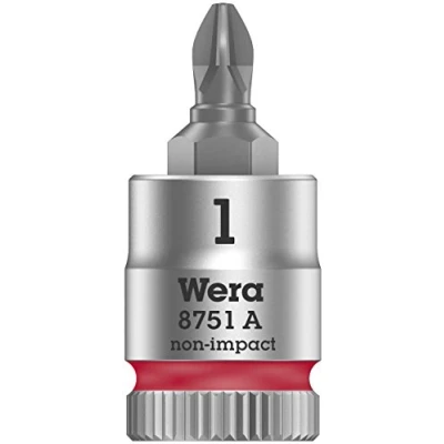 Image of Wera 8751 A Zyklop bit Socket with 1/4&quot; Drive, PH 1 x 28 mm
