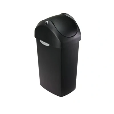 Image of simplehuman CW1333 60L Swing Lid Kitchen Bin, Balanced Lid, Easy to Clean, Heavy Duty Hinge, Side Handles, Large Capacity Suitable for Office Business Commercial, Black Plastic