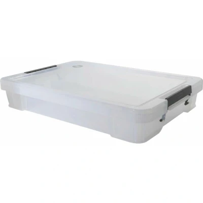 Image of Whitefurze Allstore Container with Silver Clamp, Plastic, Natural, 12 Litre