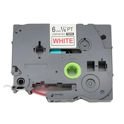 Image of BROVACS 1 Pack Red on White Label Tape Compatible for Brother P Touch TZ 212 TZe 6mm 1/4&quot; OPA1121B