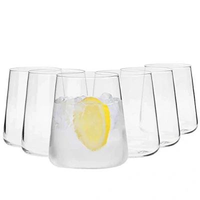 Image of Krosno Water Juice Gin Tumbler Drinking Glasses Set of 6 380 ML Avant Garde Collection Whiskey Gift Tumblers Cocktail Durable Glass Home &amp; Bar Cups Glassware