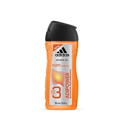 Image of adidas adipower Shower Gel for Men 3 in 1 Activating Body, Hair &amp; Face pH Skin Friendly Pack of (1 x 250 ml)