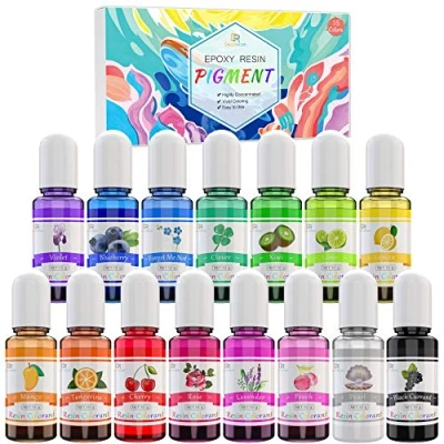 Image of Epoxy Resin Pigment 15 Colour Liquid Dye Highly Concentrated Colourant for Art, DIY Crafts Making Supplies AB Colouring Paint, 10ml Each