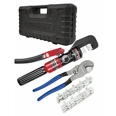 Image of AMZCNC 10 Tons 9 Dies Hydraulic Crimper, Crimping Tool 4 70mm², Wire Battery Cable Lug Terminal Crimper