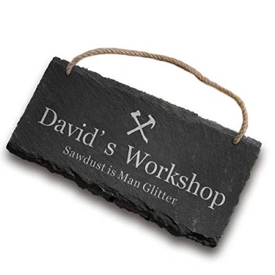 Image of Garden Sign Engraved Slate Signs and Plaques Custom House Shed Personalised Outdoor Decoration Man Cave Workshop for Outside(Workshop)