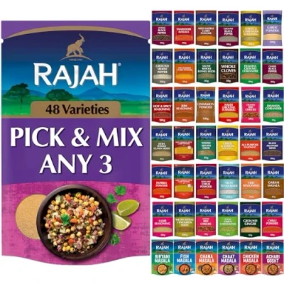 Image of Rajah Spices Trio Pack Select Any 3 Premium Mix &amp; Match Choose from Ground Spices, Whole Masala Blends, Seasonings and Curry Powder