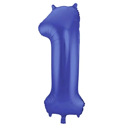 Image of Folat 65921 Number 1 Metallic Mat Foil Balloon, Blue