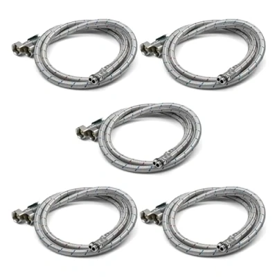 Image of Xcel Home 10x M10 x1/2 Flexible Tap Connectors (1400mm) 10 Lengths 5 Pairs of BSP Kitchen/Basin Monobloc Mixer Flexi Pipe Tails Braided Stainless Steel