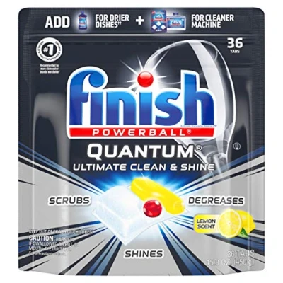 Image of Finish Quantum 36ct Dishwasher Detergent Powerball Ultimate Clean &amp; Shine Dishwashing Tablets Dish Tabs