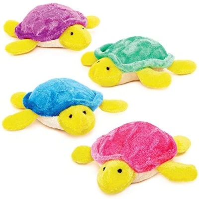 Image of Baker Ross FC934 Turtle Plush Pals Pack of 4, Soft Toys for Kids, Party Bag Fillers Kids