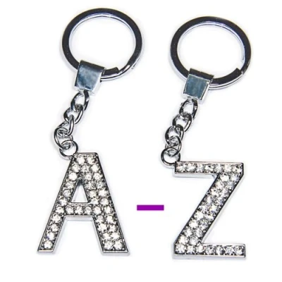 Image of SKS Diamante Bling Crystal Alphabet Letter Key Ring Chain Gift Idea (R)