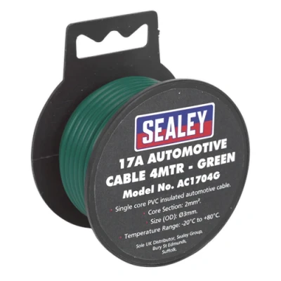 Image of Sealey Automotive Cable Thick Wall 17A 4m Green