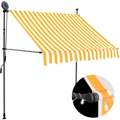Image of vidaXL Manual Retractable Awning with LED 150 cm White and Orange