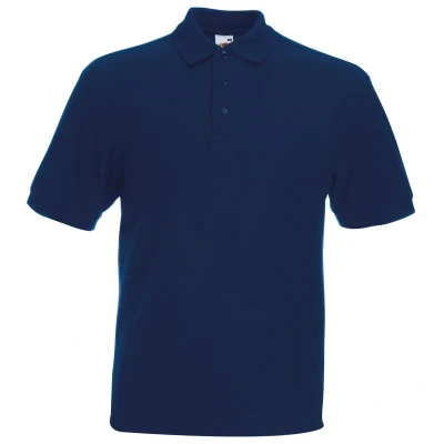 Image of Fruit of the Loom Mens 65/35 Heavyweight Pique Short Sleeve Polo Shirt Navy Size 2XL