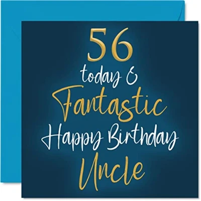 Image of Fantastic 56th Birthday Cards for Uncle 56 Today &amp; Happy Card from Niece Nephew, Gifts, 145mm x Greeting Gift