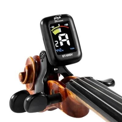 Image of ENO MUSIC Professional Violin Viola Tuner, Colorful LCD Display Easy Control Clip on Accurate Tuner