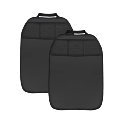 Image of L&amp;P A081S2, 2 pieces of artificial leather, back rest protection, seat guard, rear protector, in black, with 3 pockets, organiser, protection for