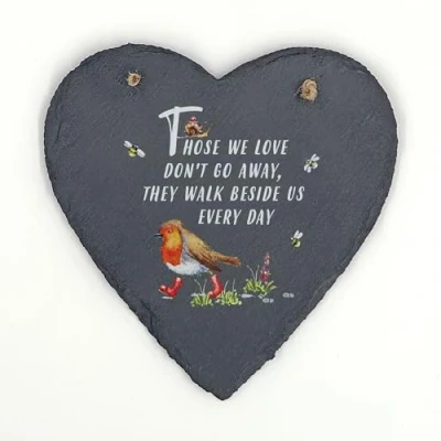 Image of Image Industry Those We Love Slate Heart Hanging Memorial Gift Robin Lovers
