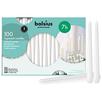 Image of Bolsius Tapered Dinner Candles 10 Inch 100 Pack White
