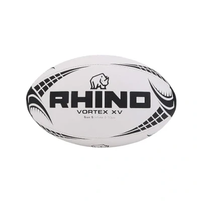 Image of Rhino Unisex Vortex XV Rugby Ball, White, Size 5
