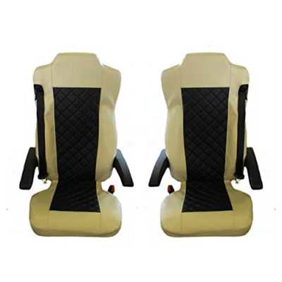 Image of TEXMAR Designed to fit MERCEDES ACTROS MP4 AFTER 2014 TRUCK SEAT COVERS BLACK BEIGE ECO LEATHER