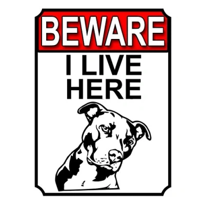 Image of Shawprint BEWARE I LIVE HERE METAL GATE SIGN DOG 200MM X 150MM (1503H1)