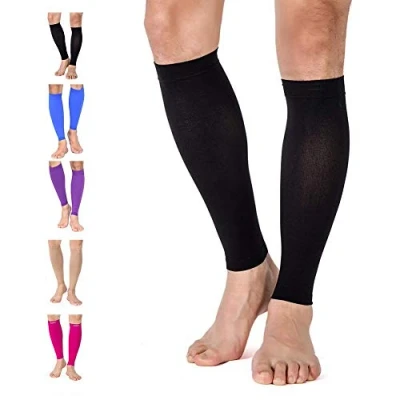 Image of TOFLY® Calf Compression Sleeve for Men &amp; Women, 1 Pair, Footless Socks 20 30mmHg Leg Support, Shin Splint, Pain Relief, Swelling, Varicose Veins, Maternity, Nursing, Travel, Black XXL