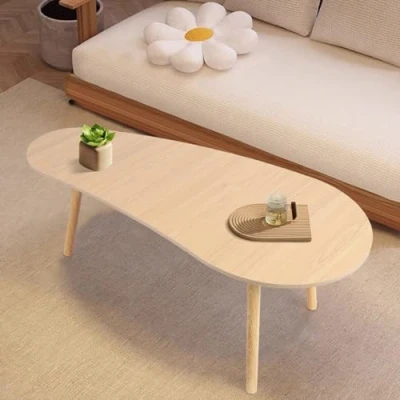 Image of Coffee Tables for Living Room, Nesting Small Spaces Mid Century Modern Room Center Tea Table, Minimalist Display Table with Mango Shape (yellow)