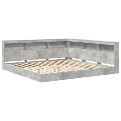 Image of vidaXL with Shelf Headboard Storage 2 pcs Concrete grey 180 x 200 cm