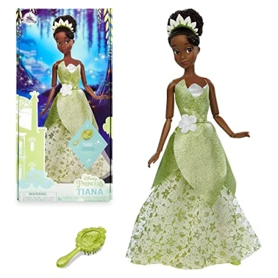 Image of Disney Store Official Tiana Classic Doll for Kids, the Princess and Frog, 29cm/11, Includes Brush with Moulded Details, Fully Posable Toy in Masquerade Gown Suitable Ages 3+
