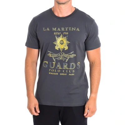 Image of La Martina Mens Short Sleeve T shirt TMRG30 JS206 man Grey Cotton Size Small