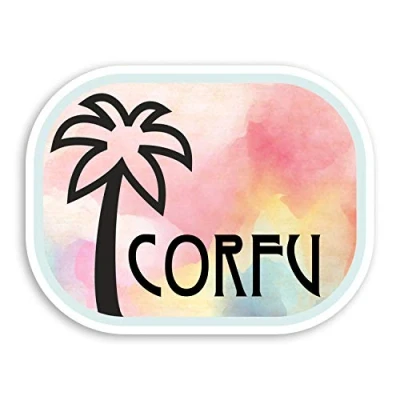 Image of 2 x 10cm Pretty Corfu Vinyl Stickers Greece Fun Sticker Laptop Luggage #18264 (10cm Wide)