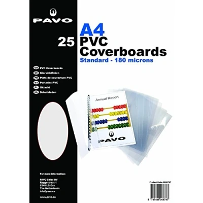 Image of PAVO A4 180 Micron PVC Glass Cover Clear (Pack of 25)