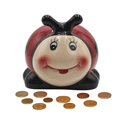 Image of Dekohelden24 Ceramic ladybird bug beetle money saving box, size L/W/H: approx. 15 x 13 12 cm, cm