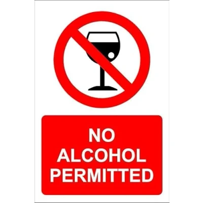 Image of No alcohol permitted Self adhesive sticker (300mm x 200mm)