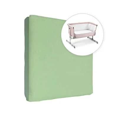 Image of Jersey 100% Cotton Fitted Sheet for 83 x 50 cm Baby Co Sleeper Crib Mattress (Green)